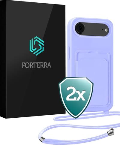 Hoesje Geschikt voor iPhone Air Pashouder Case Siliconen Hoes Met Koord - Hoes Geschikt voor iPhone Air Met Telefoonkoord Hoesje Back Cover Met Pasjeshouder - Lila - 2 PACK