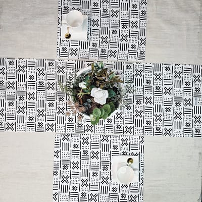 Tafelloper 200x35cm met Set van 4 Placemats | Gemaakt van 100% Afrikaanse Print Stof