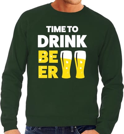 Time to drink Beer tekst sweater groen heren - heren trui Time to drink Beer S