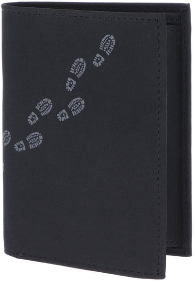 oxmox portemonnee New Cryptan RFID Protect Kombibörse Footsteps 2.0 Print Grey Black zwart