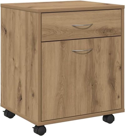 Mobiele Kast - Bureaukast Archiefkast - Thuiswerk Organiseren - Op Wielen Verrijdbaar - 45x38x54 cm - Houtkleur