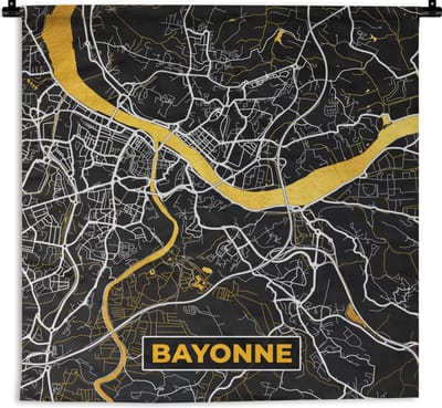 Wandkleed - Wanddoek - Plattegrond - Bayonne - Stadskaart - Frankrijk - Kaart - 180x180 cm - Wandtapijt