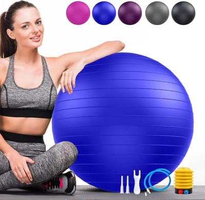 Grote Zachte Gymnastiekbal met Burst Protection voor Ergonomisch Zitten, Fitness, Yoga en Balansoefeningen, Inclusief Pomp