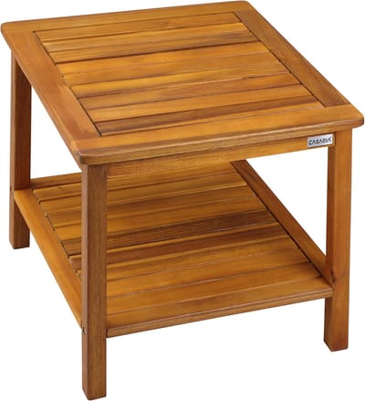 Houten Bijzettafel Weerbestendig 2 Planken 45x45x45cm voor Balkon en Tuin