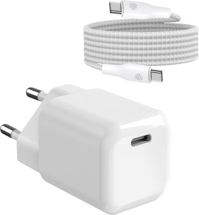 30w GaN Charger + usb C kabel 2 meter - Oplader met Fast Charge - Usb C adapter 30w - Kleine usb C stekker + Oplaadkabel usb C