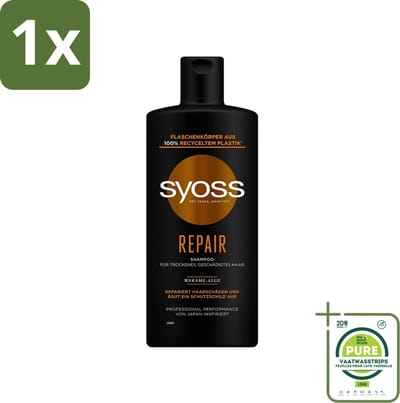 1 x Syoss Repair Shampoo - Shampoo - Herstel - 440 ml - Herstel Haar - Beschadigd Haar - Haar Herstellen - Haar Versterken - Haar Structuur