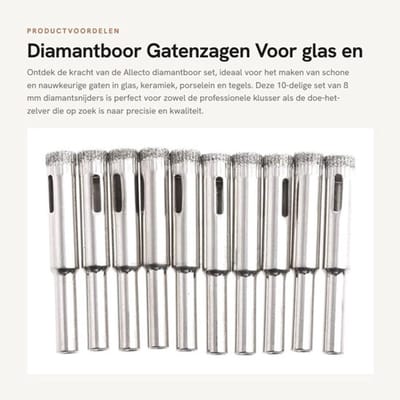 Diamantboor - Gatenzagen - Voor glas en keramiek - 10 stuks - Koolstofstaal - Schone gaten - Geschikt voor tegel en marmer