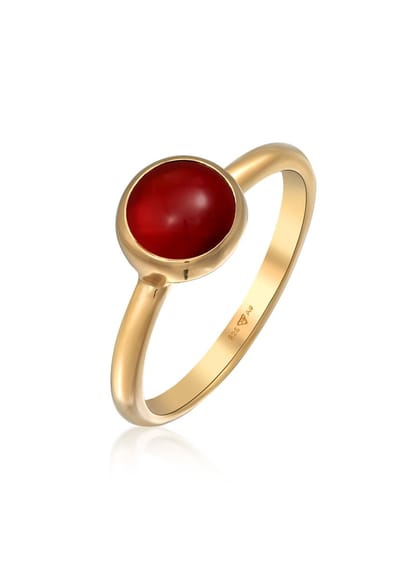 Elli PREMIUM - Ring - Dames Eenzaam Eenvoudig met Carneool in 925 sterling zilver verguld - Dames