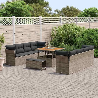 vidaXL - Tuinbank - Set - 11 - st - 8-Aantal - zitplaatsen - Grijs - poly - rattan