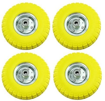 Robuuste rubberen wielassen en banden 25 cm voor trolley en kruiwagen - set van 1 tot 8