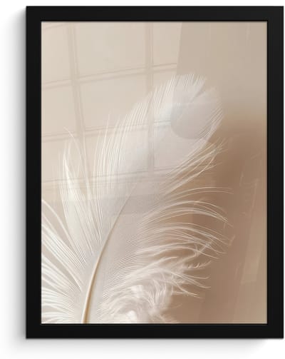 Poster in lijst - Fotolijst 30x40 cm - Posters - Veer - Minimalistisch - Roze - Posterlijst zwart - Decoratie - Wanddecoratie woonkamer - Muurdecoratie slaapkamer