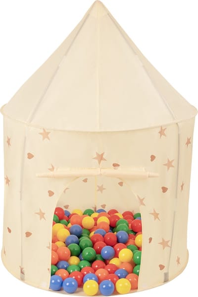 Selonis Kindertent Speeltenten 100X130cm/100 Ballen In Paviljoenvorm Voor Kinderen Makkelijk Op Te zetten Draagbaar Speelhuisje Voor Binnen En Buiten, Licht Beige: Geel/Groen/Blauw/Rood/Oranje