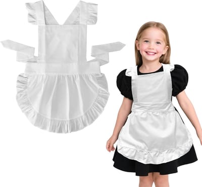 Kinderen witte schort huishoudster kostuum - retro ruffles - voor meisjes - ideaal voor fantasiefeest - SnelShoppen