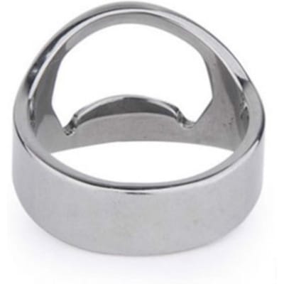 Flessenopenerring van roestvrij staal, draagbare ringflessenopener voor feestbarbecue, zilverkleurig