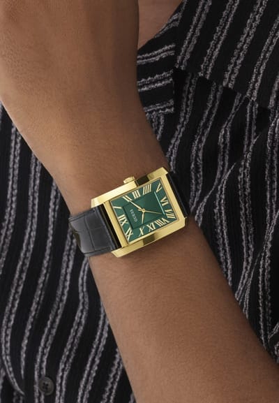 Guess Clyde Quartz Analoog Horloge Zwart Kast Gemaakt Van 100% Roestvrij Staal En Een Armband Van 100% Echt Leer 34 GW1003G2, GW1003G3