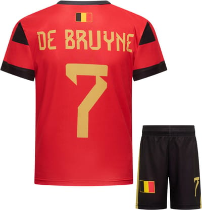 De Bruyne België Thuis Tenue Voetbalshirt + Broek Set | EK/WK Belgisch voetbaltenue | Maat: L