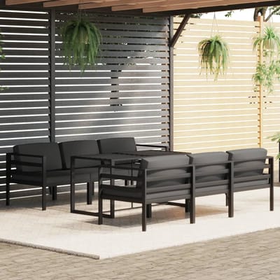 vidaXL - 7-delige - Loungeset - met - kussens - aluminium - antracietkleurig