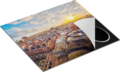 Chefcare Inductie Beschermer Groningen Stad bij Zonsondergang - 60x50 cm - Afdekplaat Inductie - Kookplaat Beschermer - Inductie Mat