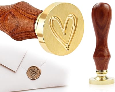 aladdien - Wax-zegelstempel - Hartvormige zegel - Retro design - Draagbaar - Afneembare stempel - Voor enveloppen en uitnodigingen - Met houten handvat