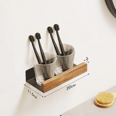 Badkamerplank Zonder Boren Opbergrek Massief Hout Badkamerplanken Zonder Boren Houten Plank Wandmontage Douche Toilet Organizer gray