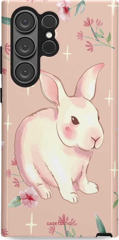 Casetastic Hoesje Geschikt voor Samsung S23 Ultra - Stijlvolle Beschermende Duo-layer Case - Schattig konijntje