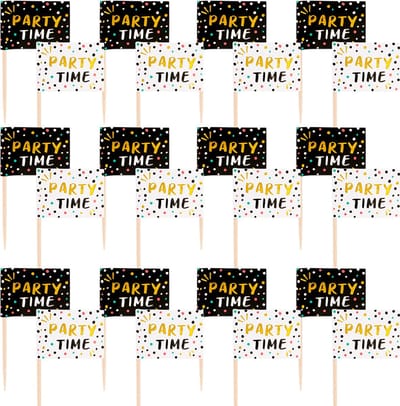 Boland - Set 24 vlaggenprikkers 'Party time' - Glitter & Glamour - Glamour - NYE - Oudjaarsavond - Verjaardag