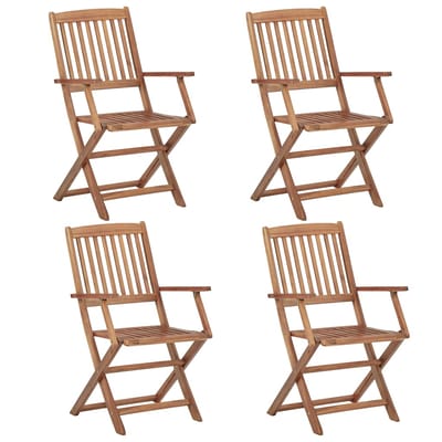 vidaXL - Set - van - 4 - klapstoelen - met - kussens, - gemaakt - van - massief - acaciahout.
