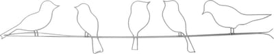 Art for the Home Metal Art Vogels op draad zilver 60x12,5cm