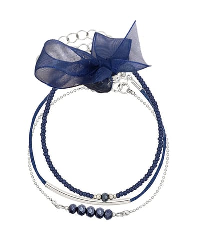 Mint15 Armbandenset 'Navy & Silver' - Handgemaakte armbanden donkerblauw / zilverkleur - Stainless Steel RVS/Roestvrij staal - Samengestelde cadeauset met 3 armbanden