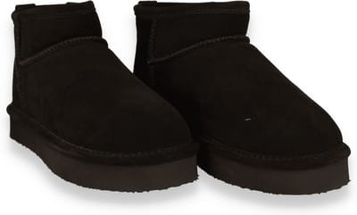 Bianco Dames Enkellaars Biasnow Flatform Suede Black | Zwart | Maat: 38