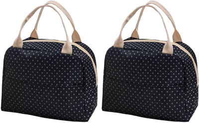 Dailygoods- Lunchtas Waterdicht - Draagbare Lunchtas - 2 Stuks - Stippen - Geschikt voor School/ Werk - Afmetingen 32 x 22 x 12 cm - Lunchbox