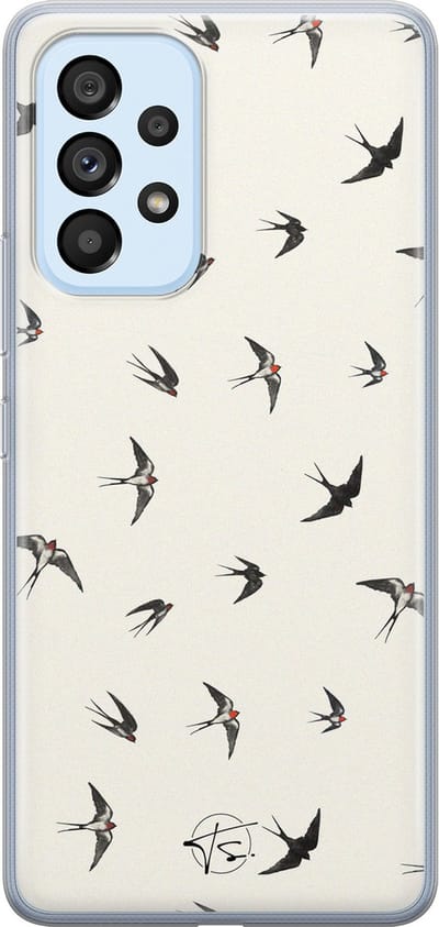 Hoesje geschikt voor Samsung Galaxy A33 - Vogels / Birds - Soft Case - TPU - Print - Beige - Mooie Telefoonhoesjes