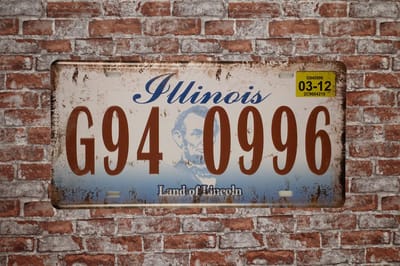 Wandbord - Kenteken plaat Illinois - Metalen wandbord - Mancave - Mancave decoratie - Metalen borden - Metal sign - Bar decoratie - Tekst bord - Wandborden – Bar - Wand Decoratie - Metalen bord - U