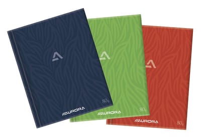 Aurora - MAXI PACK - 6 x Hard-cover Register Notitieboek (genaaid): Formaat 165x210mm - Geruit (5x5mm) - 192 Bladzijden - 80gr schrijfpapier.