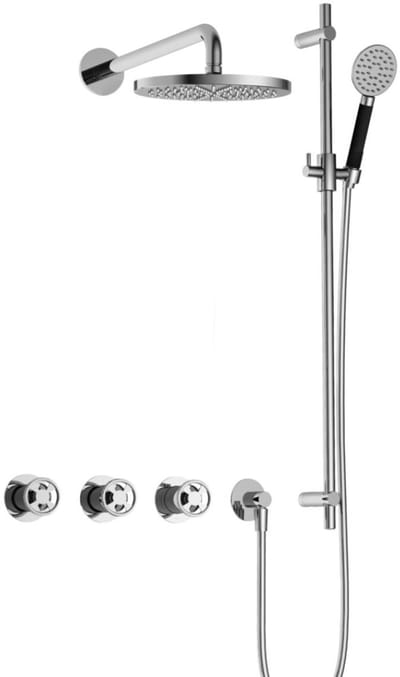 Hotbath Cobber - CW7067 - Inbouw Regendoucheset - Chroom - 2 Stopkranen - Thermostatisch - Wandarm 40 cm - Hoofddouche 200 mm - Ronde Handdouche 3 Standen - Glijstang 900 mm - Waterbesparend
