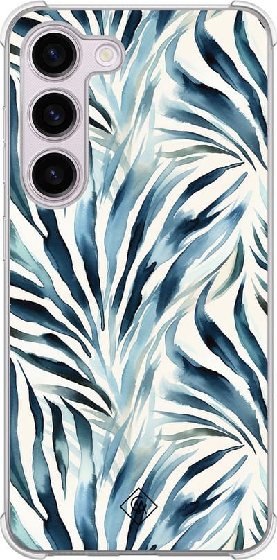 Casimoda® hoesje - Geschikt voor Samsung Galaxy S23 Plus - Japandi Waves - Shockproof case - Extra sterk - TPU/polycarbonaat - Blauw, Transparant