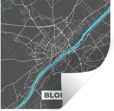 Muurstickers - Sticker Folie - Blois - Frankrijk - Stadskaart - Kaart - Plattegrond - 100x100 cm - Plakfolie - Muurstickers Kinderkamer - Zelfklevend Behang XXL - Zelfklevend behangpapier - Stickerfolie