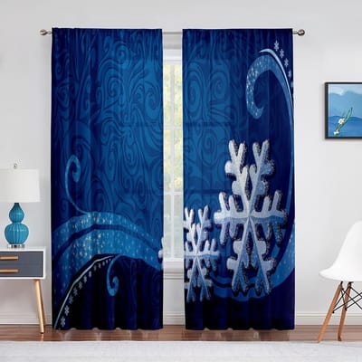 Sneeuwvlok Kerst Rood Transparant Gordijn voor Woonkamer Decoratie Modern Tule Raamgordijn voor Slaapkamer Voile Organza Draperieën 1 PCS W100XH250cm&Grommet Top
