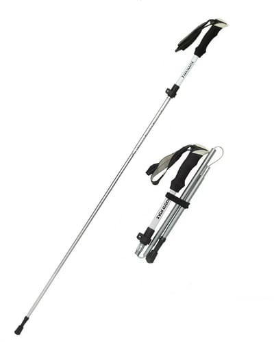 Wandelstok van aluminiumlegering - Opvouwbare wandelstok met vijf secties - Professionele outdoor wandeluitrusting - Ultralichte en draagbare wandelstok - Sneeuwbergwit