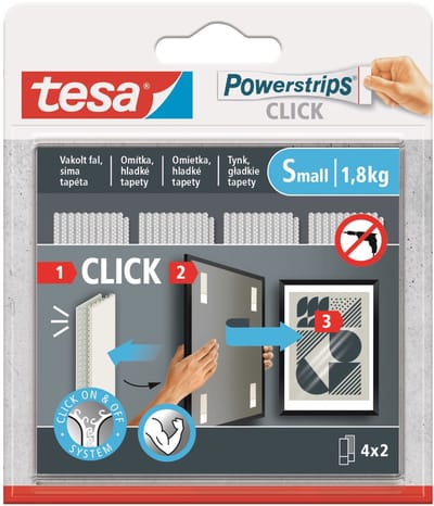 Tesa Powerstrips Click - Zelfklevende Klittenband - 4 Paar - Size S