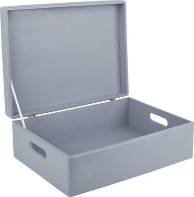 Creative Deco XL Houten Opbergkist Grijs – 40x30x14cm – Met Deksel, Handvat