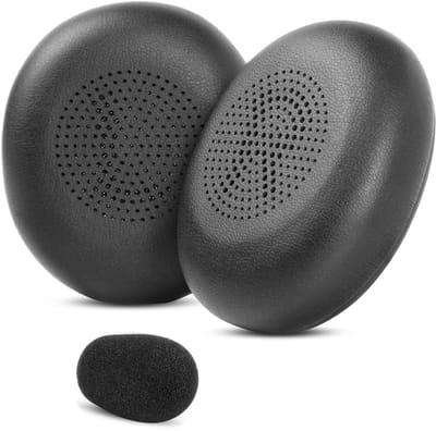 Dailygoods - Vervangende oorkussens compatibel met Jabra Evolve2 65 MS/UC, Elite 45h draadloze hoofdtelefoon eiwit leer/oorkussens/oorschelpen van YunYiYi (zwart)