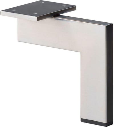 Stalen meubelpoot rvs look design 14 bij 1,5 cm en hoogte 16 cm - Set van 4 stuks
