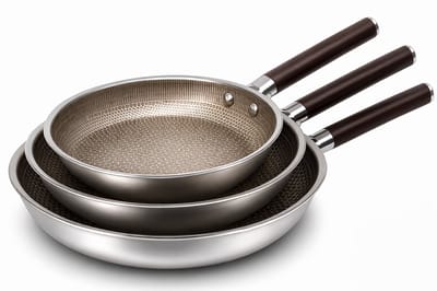 Cheffinger Koekenpannen Set - 3-delig - 20, 24, 28cm - Honingraat Antikras - Inductie - Super Reliëf - Stof-Touch Handgreep met Houtlook