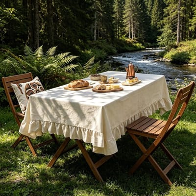 Linnen Tafelkleed - Keukentextiel - Eettafel Decoratie - Onderhoudsvriendelijk - 140x180cm - Beige