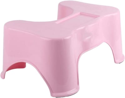 Toiletkruk - Krukje Badkamer - Comfortabel Zitten - Antislip Ontwerp - 47x21x33cm - Roze