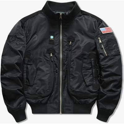 Herfst en Winter Nieuwe Vliegjas Heren Militaire Tooling Opstaande Kraag Jas Jas Buiten Camouflage Vliegpak 4XL black