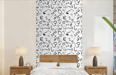 Behang - Fotobehang Nummer - Cijfers - Patronen - Zwart wit - Breedte 120 cm x hoogte 240 cm