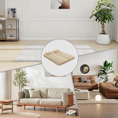 Opblaasbaar Gastenbed - Luchtmatras Slaapmat - Comfortabel Slapen - Ingebouwde Automatische Pomp - 338 x 314 cm - Beige