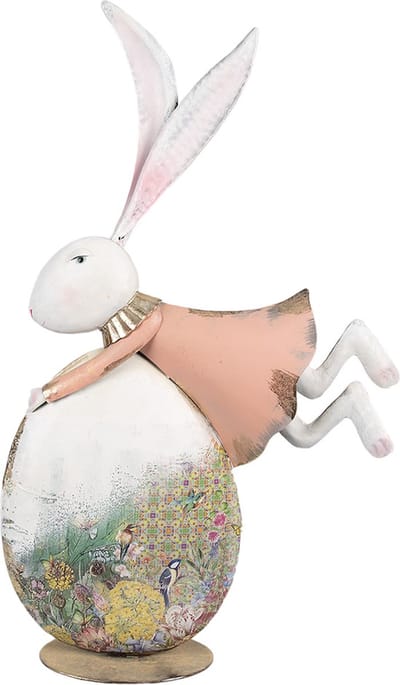 Clayre & Eef Decoratie Beeld Konijn 56 cm Wit Metaal